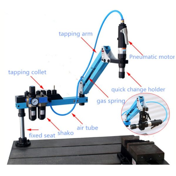 Vertical M3-M12 Pneumatic Automatic Flexible Arm Tapping Machine for Price Horizontal High Precision Air Drilling Tool Thread 5