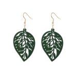 YULUCH Trendy Women Red Green Hollow Wooden Leaf Dangle Earrings Fashion Jewelry Ethnic African Indian Long Earrings Dropshiping 2