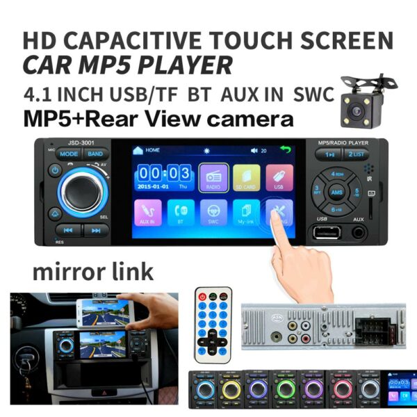Car Radio 1din jsd-3001 autoradio 4 inch Touch Screen Audio Mirror Link Stereo Bluetooth Rear View Camera usb aux Player 2