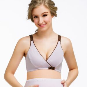Removable padded maternity cotton bow cross-criss convenient postpartum nursing bra women's wireless push up breastfeeding bra 1