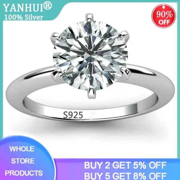 With Certificate Fine Jewelry Silver 925 Rings Top Quality Solitaire 2.0ct SONA Diamond Rings Women Bridal Wedding Jewelry XR121 1