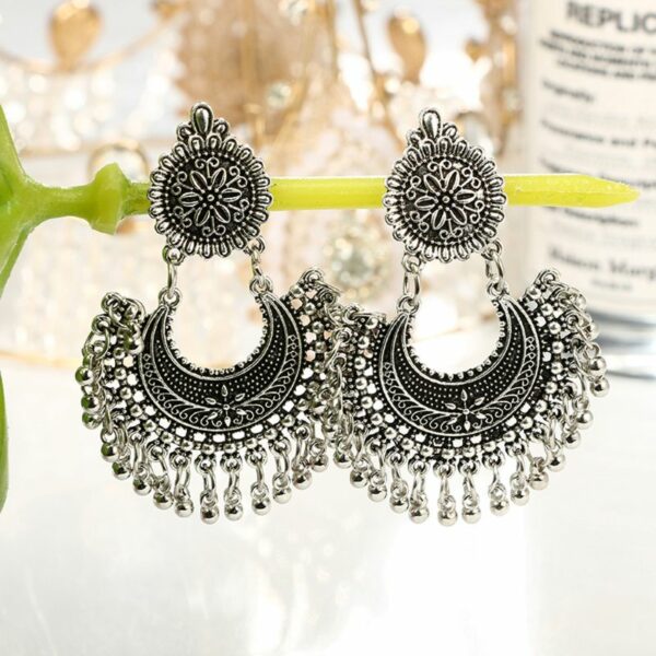 Women Earrings Metal Tassel Jhumka Indian Ethnic Bollywood Dangle Earrings Fashion Jewelry Accessories 5