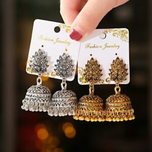 Boho Afghan Ethnic Drop Earrings For Women Pendient Gold Gyspy Silver Color Bell Ladies Indian Earring Jewelry 1