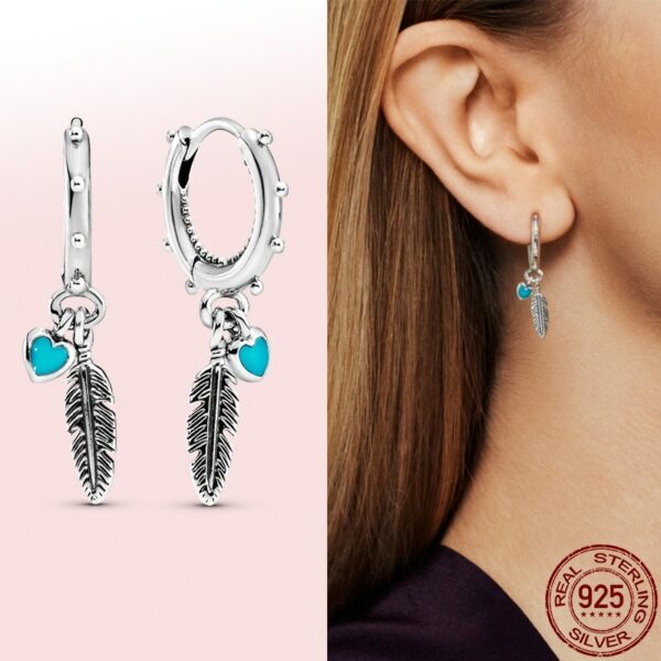 Silver Earrings Real 925 Sterling Silver Asymmetrical Heart Hoop Earrings for Women Fashion Silver Earring Jewelry Gift 3