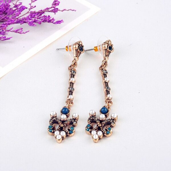Vintage gold color Drop Earrings Indian Jewelry Crystal Dangle Earrings For Women Wholesale Factory 3
