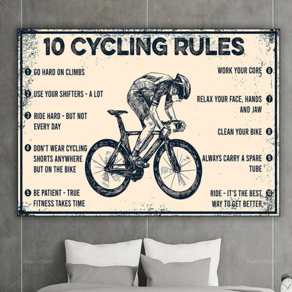 10 bicycle rules retro posters, bicycle enthusiast posters, racing bicycle posters, cycling wall art, home decoration 2