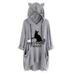 Plus Size Hoodies Women I Do What I Want Letter Print Cat And Cup Ear Pattern Pocket Oversized Sweatshirt Spring Autumn Pullover 3