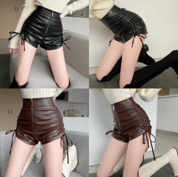 2022 New Sexy Women Black Ultra Pu Leather Shorts Autumn And Winter High Waist Bottoms Tight Dj Polo Dance Shorts 6