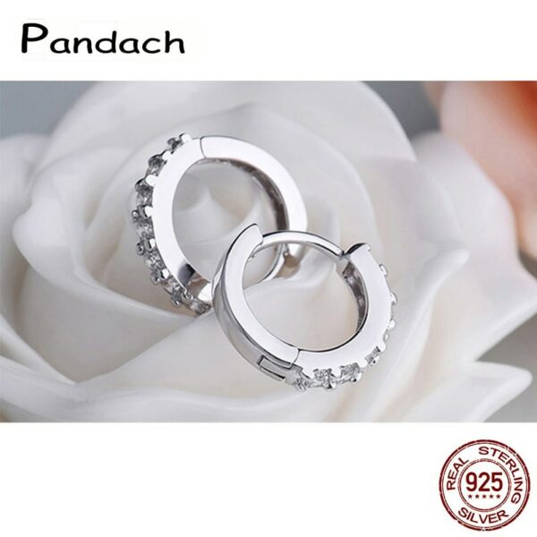 PANDACH 100% Real 925 Sterling Silver Crystal Circle Earring For Women Making Jewelry Gift Wedding Party Engagement E024 4