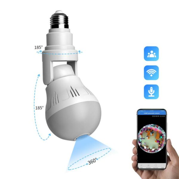 360 Wifi Panorama Camera Bulb Fisheye Lamp Wifi Camera 2MP Panoramic Night Vision Two way audio Home security Video Surveillance 1