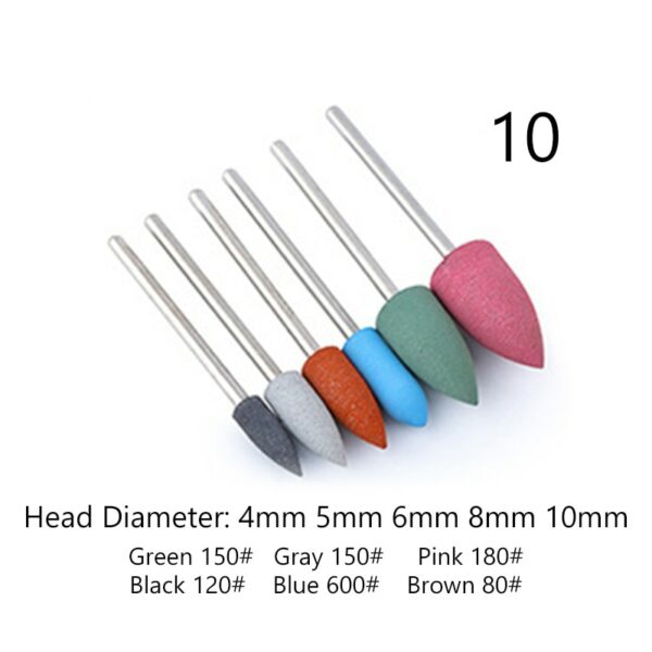 6pcs/set Silicone Rubber Nail Drill Milling Cutter Drill Bits Files Burr Buffer for Electric Machine Grinder Cuticle Nail Tool 6