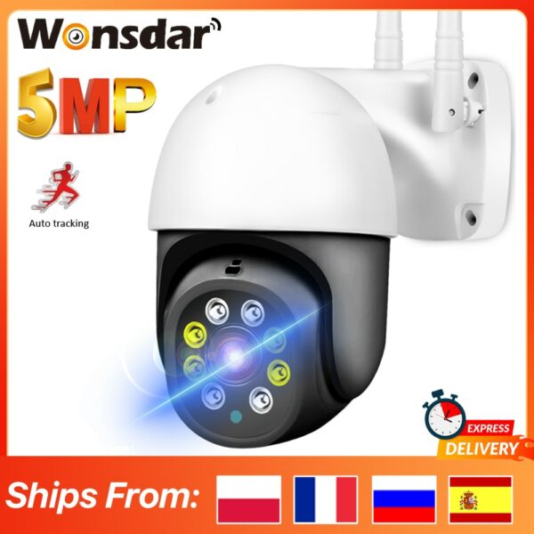 5MP PTZ Wifi IP Camera 1080P Outdoor 4X Digital Zoom Security CCTV Camera AI Human Detect Auto Tracking P2P Wireless Camera 1