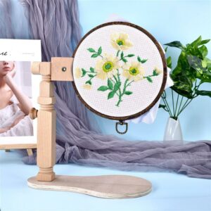 Wooden Embroidery Hoop Adjustable Desktop Stand Cross Stitch Rack Frames Rings For Adults Mother Gifts DIY Sewing Tool 2
