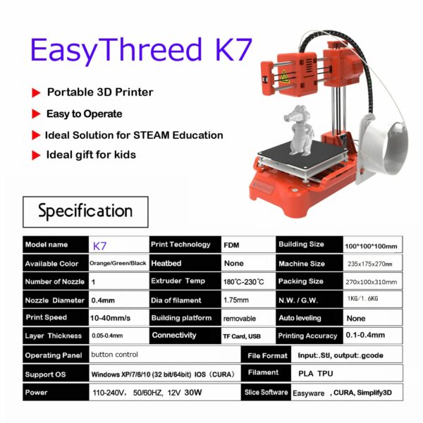 X1 Mini 3D Printer K7 Supper mini VIP Link Dropshipping Fast Shipping Easy Use Machine Children Gift 6