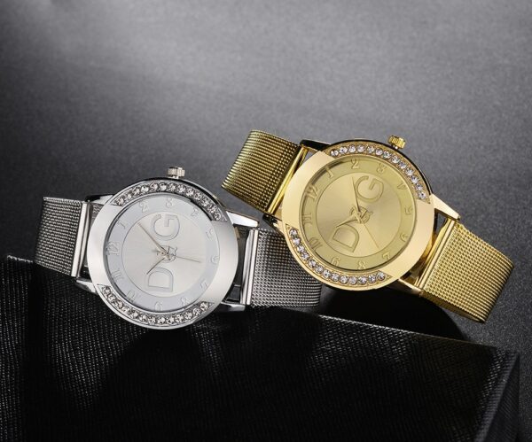 2020 European Fashion Pop Style Women For Watch Luxury Rhinestone Quartz Reloj Mujer Casual Golden Stainless Steel Clocks часы 4