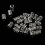 24Pcs Viking Runes Beads Hair Beard Paracord Bracelet Pendant Necklace DIY Decoration Accessories Twisted Braid Ring Braid Cuff 1