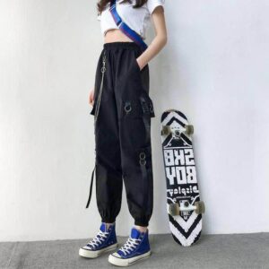 Winter Fleece Punk Pants Harajuku Hip Hop Teen Trousers Black Gothic Grunge Punk Clothes Joggers Sweatpants Emo E-girl Indie 2