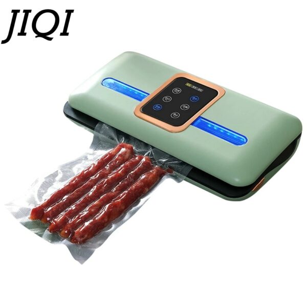 JIQI Household Fresh Packaging Machine Automatic Vacuum Sealer Food Packer 80KPa Sealing Device Modes Container Degasser 220V 2