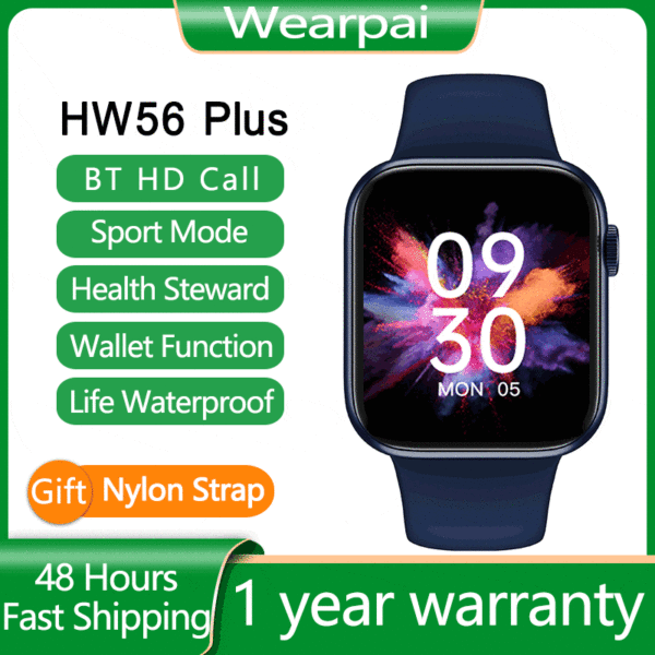 Wearpai HW56 plus Smart Watch Men Women smartwatch Split Screen Smartwatch Monitor Bluetooth Call For Android IOS pk IWO13 HW22 1