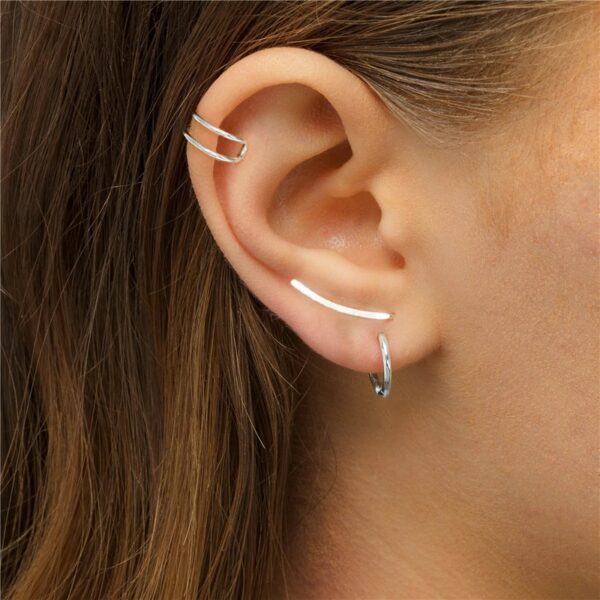 Aide 925 Sterling Silver Smooth Long Line Ear Climber Stud Earrings For Women Minimalist Ear Crawlers Studs Piercing Jewelry 5