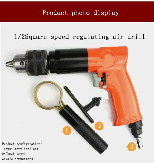 Pneumatic pistol tire repair pneumatic drill low-speed air gun 1/2 air gun drill tapping machine drilling pneumatic tool 4