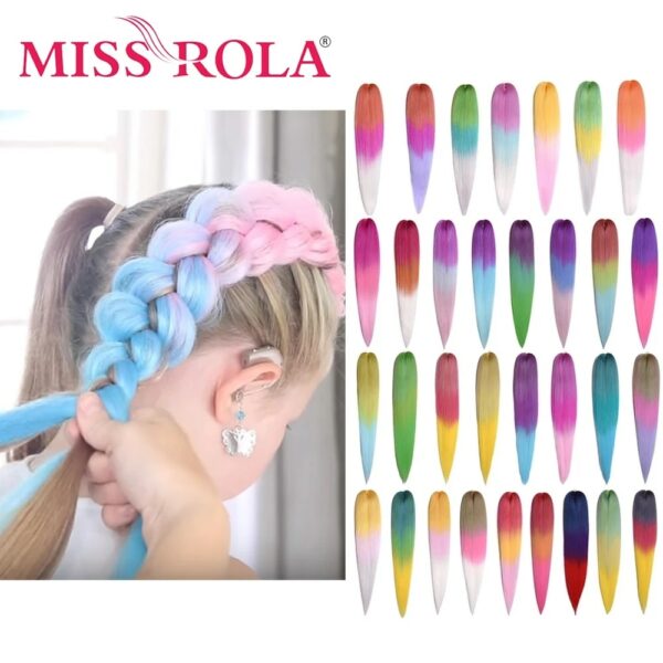 Miss Rola Synthetic 22 Inch 60G Kanekalon Hair Jumbo Braid Yaki Straight Hair Extension Pink Blonde Twist Braid Bulk Wholesale 1