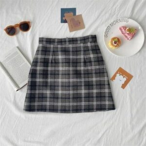 Mini Skirts Women Plaid Slim Ulzzang Warm Leisure Soft Vintage All-match Autumn Fashion Korean Style Temperament Casual College 2