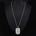 High Quality Fashion Men Military Charm Dog Tags SINGLE EMBOSSED Chain Pendant Necklace Jewelry Gift  Jewelry Stainless Steel 3
