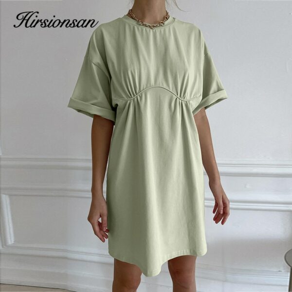 Hirsionsan Soft Cotton T Shirt Dresses Women Summer Harajuku High Waist A Line Mini Dress Female Long Tees Casual Loose Clothes 3