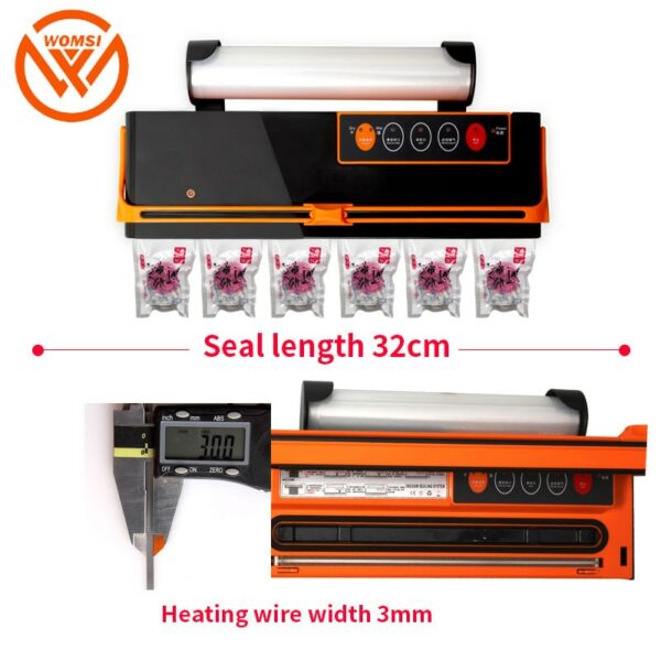 WOMSI large vacuum sealer packaging machine household vacuum sealing machine packaging machine vacuum sealing keep food fresh 6