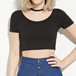 2021 NEW Women Basic Simple All-match Solid Color Stretch T-shirts 1PC Short Navel Top Ladies Short Sleeve O neck Sexy Crop Top 4