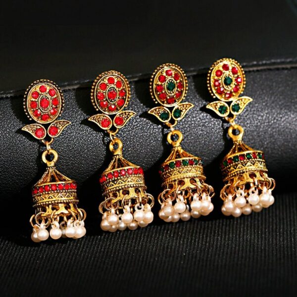 Women's Afghan Vintage Indian Jhumka Jewelry Earrings Ethnic Pearl Beads Tassel Bridal Earrings Mujer Accessories Brincos 1