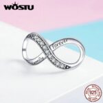 WOSTU Real 925 Sterling Silver Infinity Love Charms Forever Family Bead Fit Original Bracelet Pendant Zircon Jewelry FIC1146 2