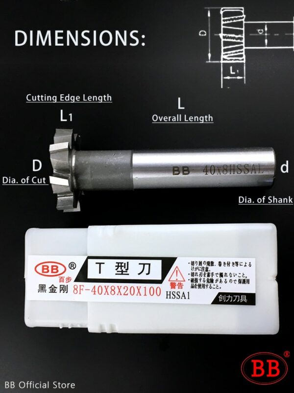 BB T Slot Milling Cutter for Metal HSS Woodruff Key Seat Router Bit Thickness 1-12mm Diameter 8-50mm 5