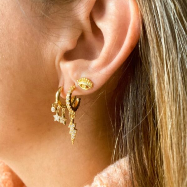 Aide 925 Sterling Silver Classic Zircon Star Moon Pendant Hoop Earrings For Women Crystal Pentagram Earrings Jewelry Pendiente 5