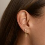 Aide 925 Sterling Silver Four Zircons Flower Stud Earrings For Women Double Studs Chain Tassel Piercing Earring 18K Gold Plated 3