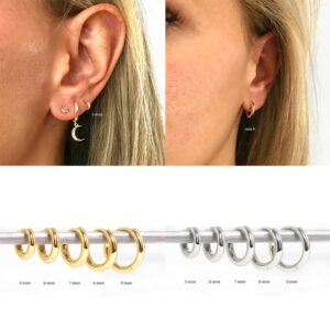 Aide 925 Sterling Silver Rose Gold Small Hoop Earrings For Women Girls Wedding Engagement Party Gift Smooth Ear Bone Buckle 2