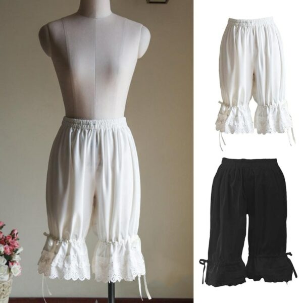 Women Lolita Vintage Bloomers Ruffles Lace Hem Bow Lantern Pumpkin Shorts Pants 2