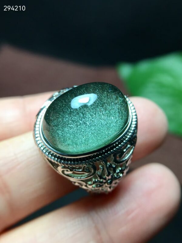 Top Natural Green Phantom Quartz Big Adjustable Oval Ring 17/12mm 925 Silver Rare Gift Jewelry AAAAA 3
