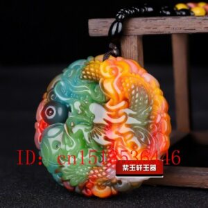 Natural Colour Jade Money Dragon Pendant Necklace Chinese Charm ite Jewelry Carved Amulet Luck Gifts for Her Men Sweater chain 2