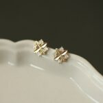 S925 Sterling Silver Plated 14k Gold Stud Earrings for Women Rhombus Zirconia Cross Flower Temperament New Earrings Ear Jewelry 4