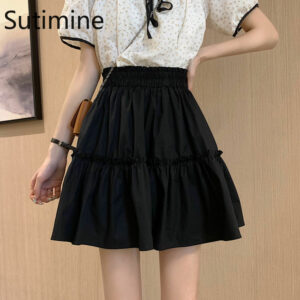 Summer 2021 New White Shorts Skirt Women's Small High Waist A-line Skirt Pleated Student Lady Cute Skirts Ins Tide Wholesale 2