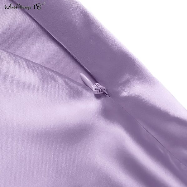 Mnealways18 Solid Purple Satin Silk Skirt Women High Waisted Summer Long Skirt New 2020 Elegant Ladies Office Skirts Midi Spring 4