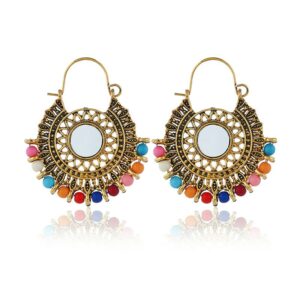 LosoDo India Jhumka Golden Fringe Women's Earrings Resin Bead Pendant Hippie Tribe Egypt Nepal Gypsy earrings fashion Jewelry 2