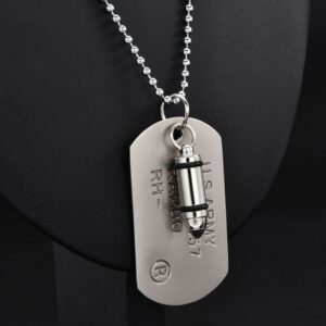 High Quality Fashion Men Military Charm Dog Tags SINGLE EMBOSSED Chain Pendant Necklace Jewelry Gift  Jewelry Stainless Steel 1