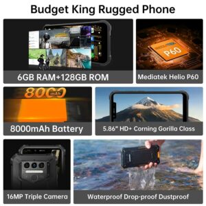 Oukitel WP9 Rugged Waterproof MobilePhone 6GB 128GB Octa Core Smartphone Helio P60 5.86" 4G LTE Cellphone Android 10 GPS 8000mAh 2