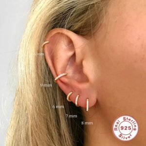 Aide 925 Sterling Silver Clear Zircon Circle Round Stud Earrings For Women Party Wedding Ear Bone Buckle Charm Earring Jewelry 1