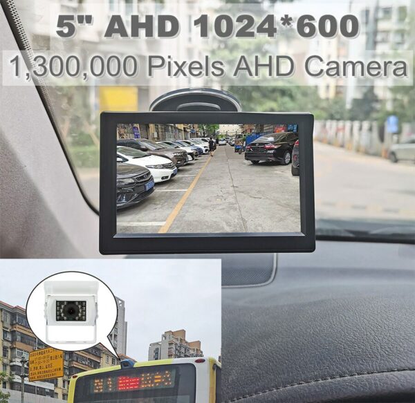 DIYKIT 5" AHD 1024*600 Car Monitor Rear View Monitor Waterproof IR Night Vision AHD Backup Car Camera Car Charger 6