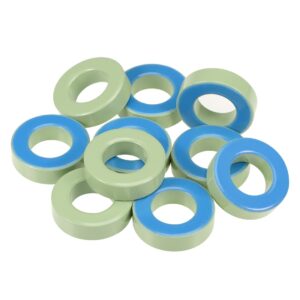 uxcell 10pcs 21.3 x38.8 x 11.2mm Ferrite Ring Iron Powder Toroid Cores Light Green Blue 1