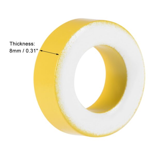 uxcell 50pcs 13.7 x 24.2 x 8mm Ferrite Ring Iron Powder Toroid Cores Yellow White 4